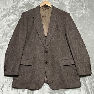 Vintage Arnie Wool Herringbone Tweed Sport Coat Blazer Jacket Mens Sz 46R Brown